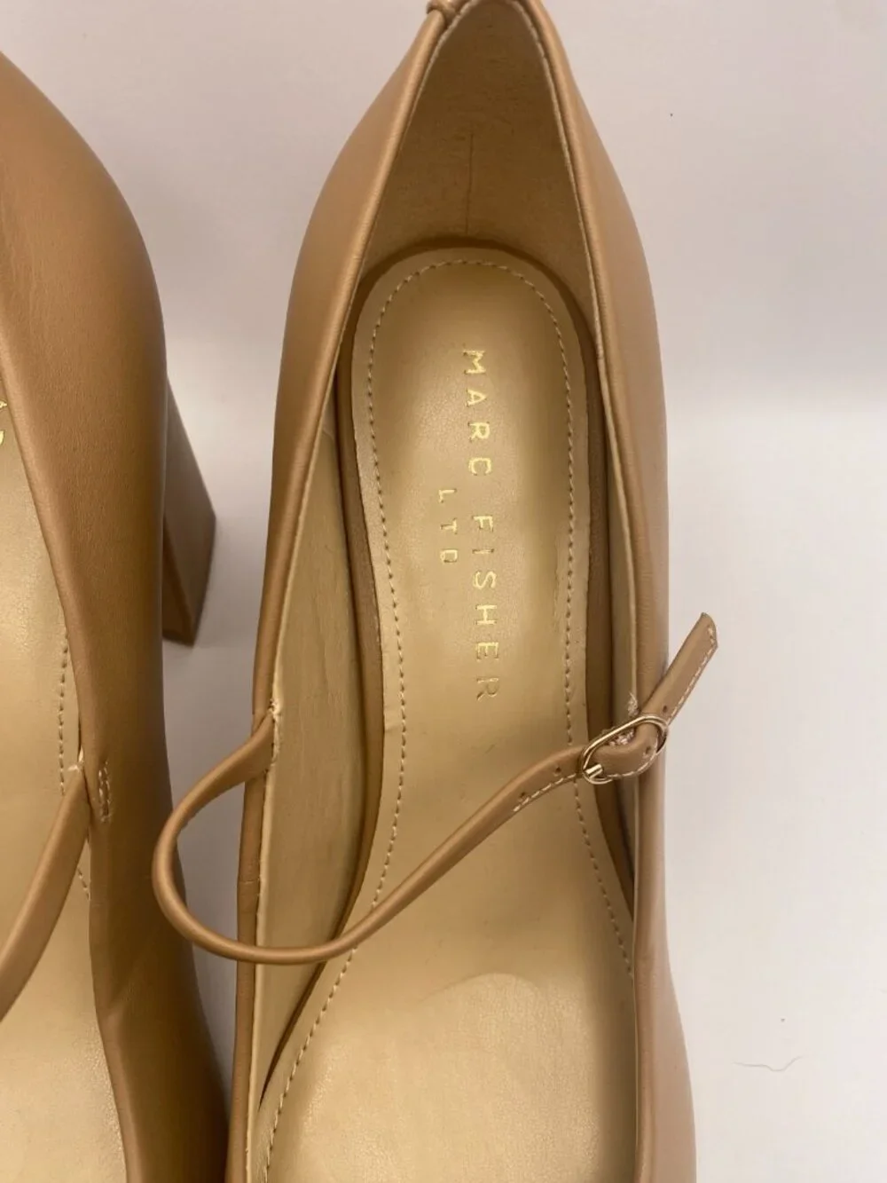 Marc Fisher Ltd Womens Vanderly Mary Jane Pump Heel In Light Natural Sz 9.5
